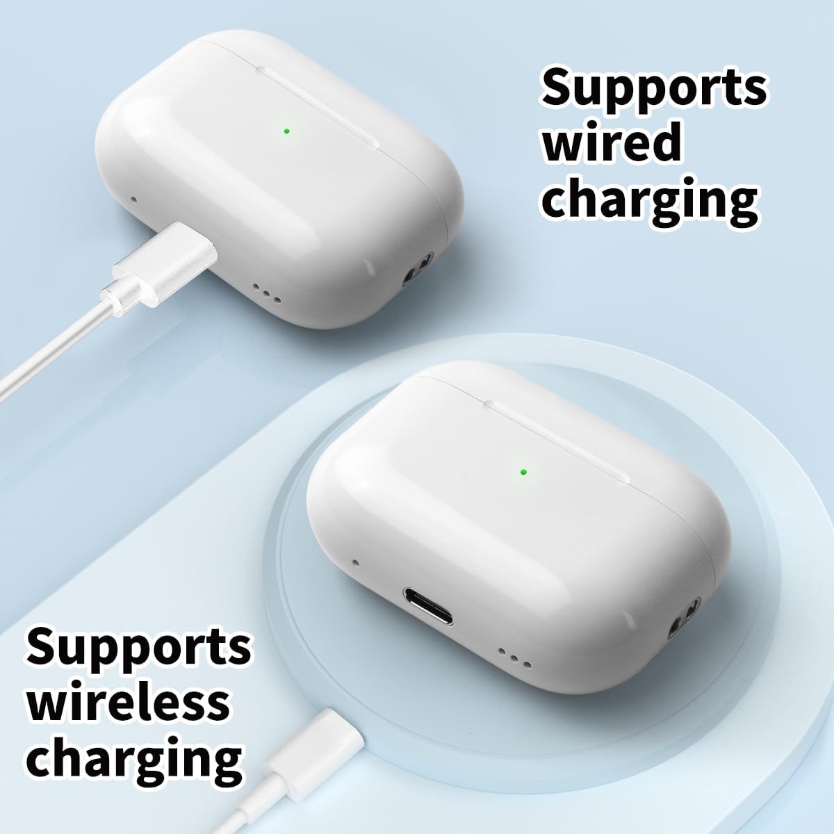 Wireless Charging Case Replacement Compatible with AirPods Pro 1st & 2nd Generation, AirPods Pro 1st & 2nd Charger with Bluetooth Pairing Sync Button